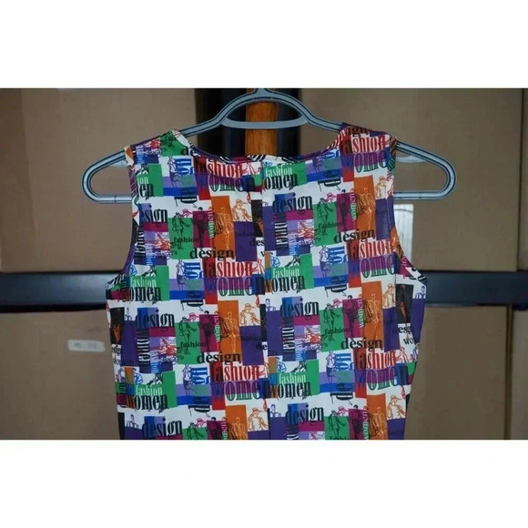 Vintage Women's Sleeveless Top Cropped Abstract 90s S #428 - Picture 5 of 7